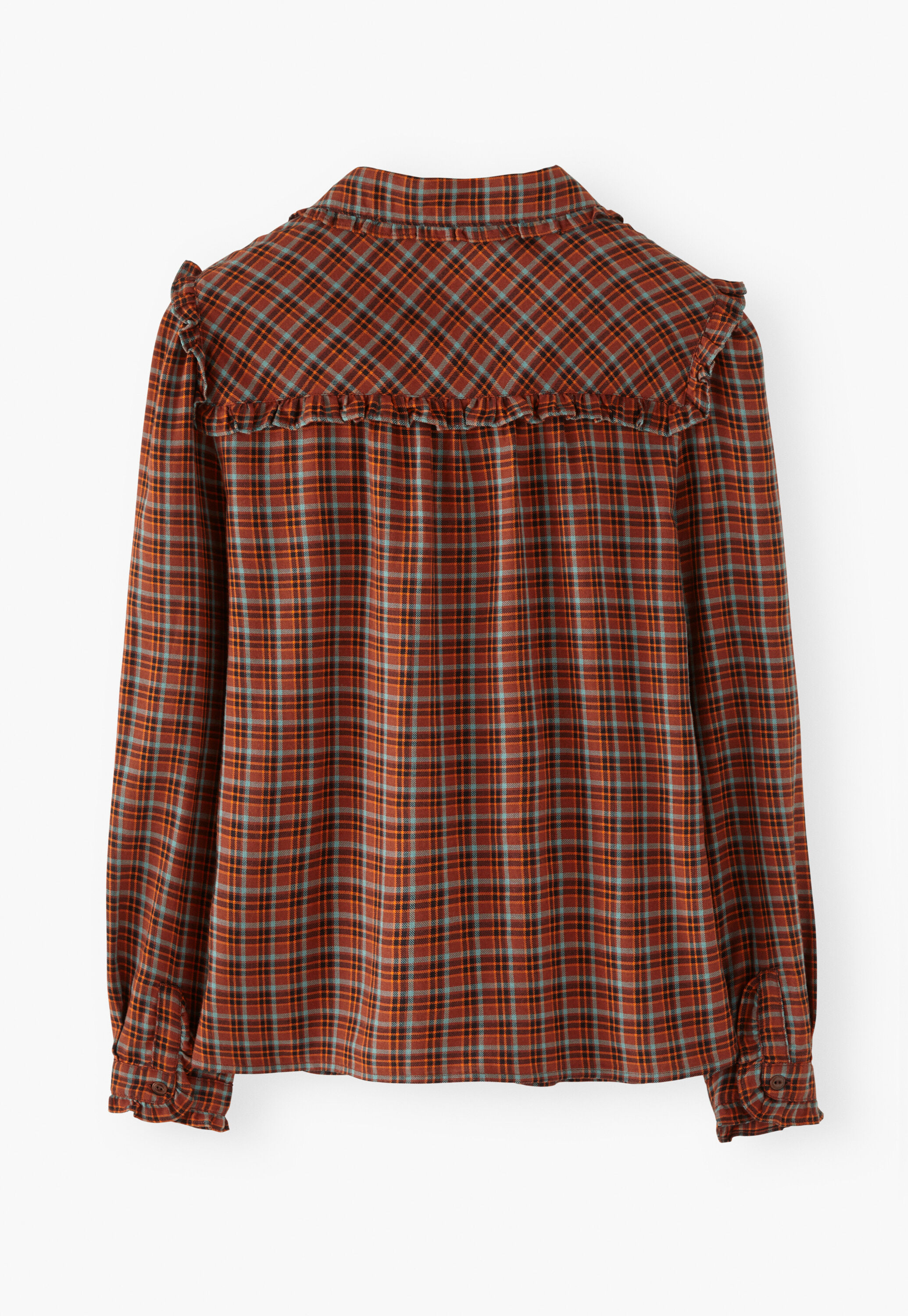 Checked frill blouse