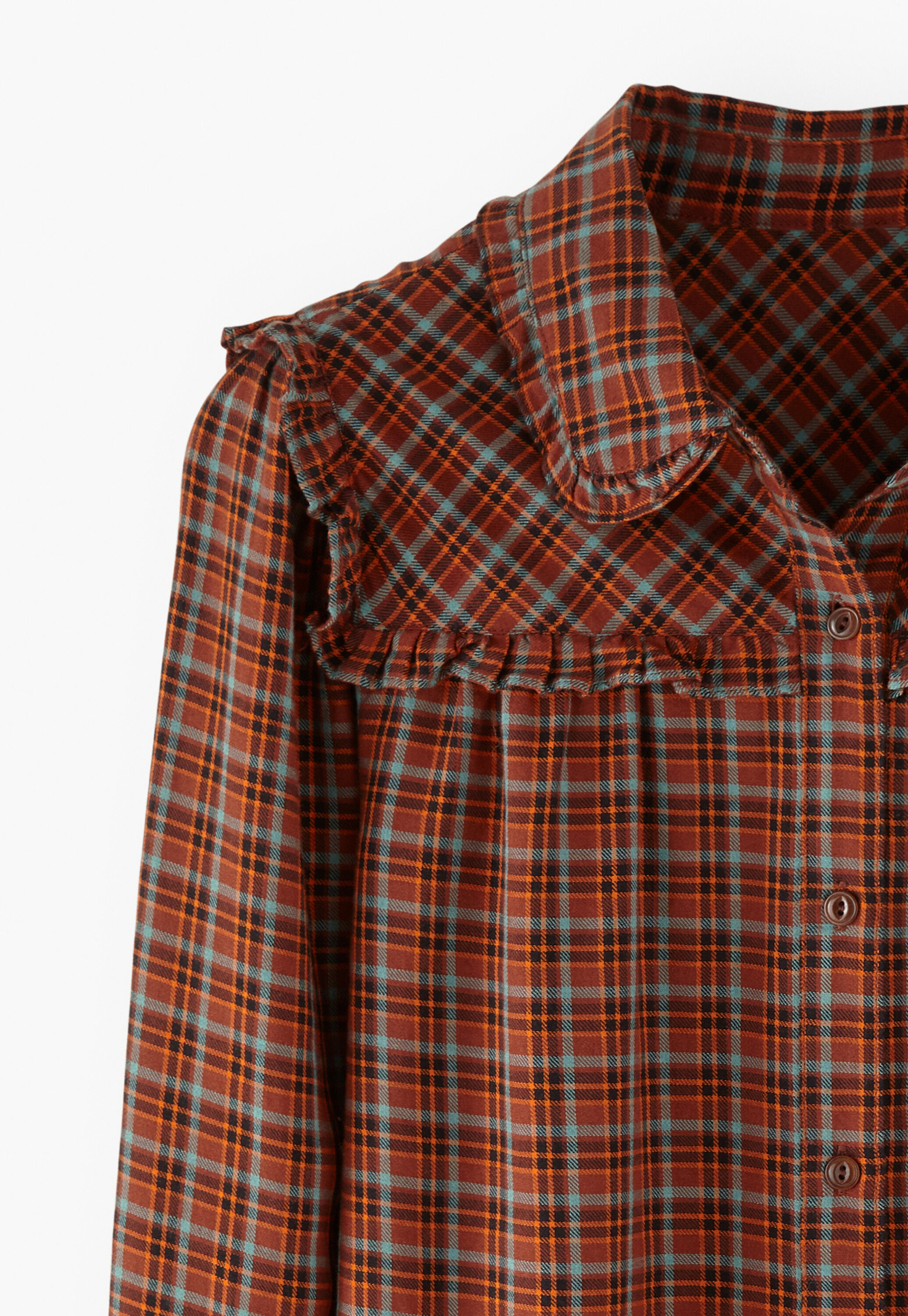 Checked frill blouse