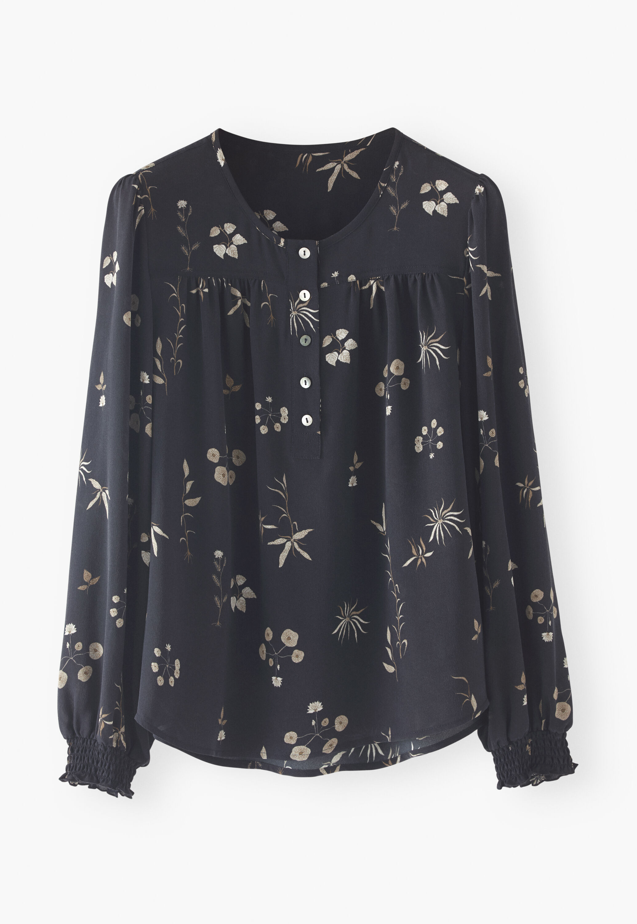 Half-placket printed blouse