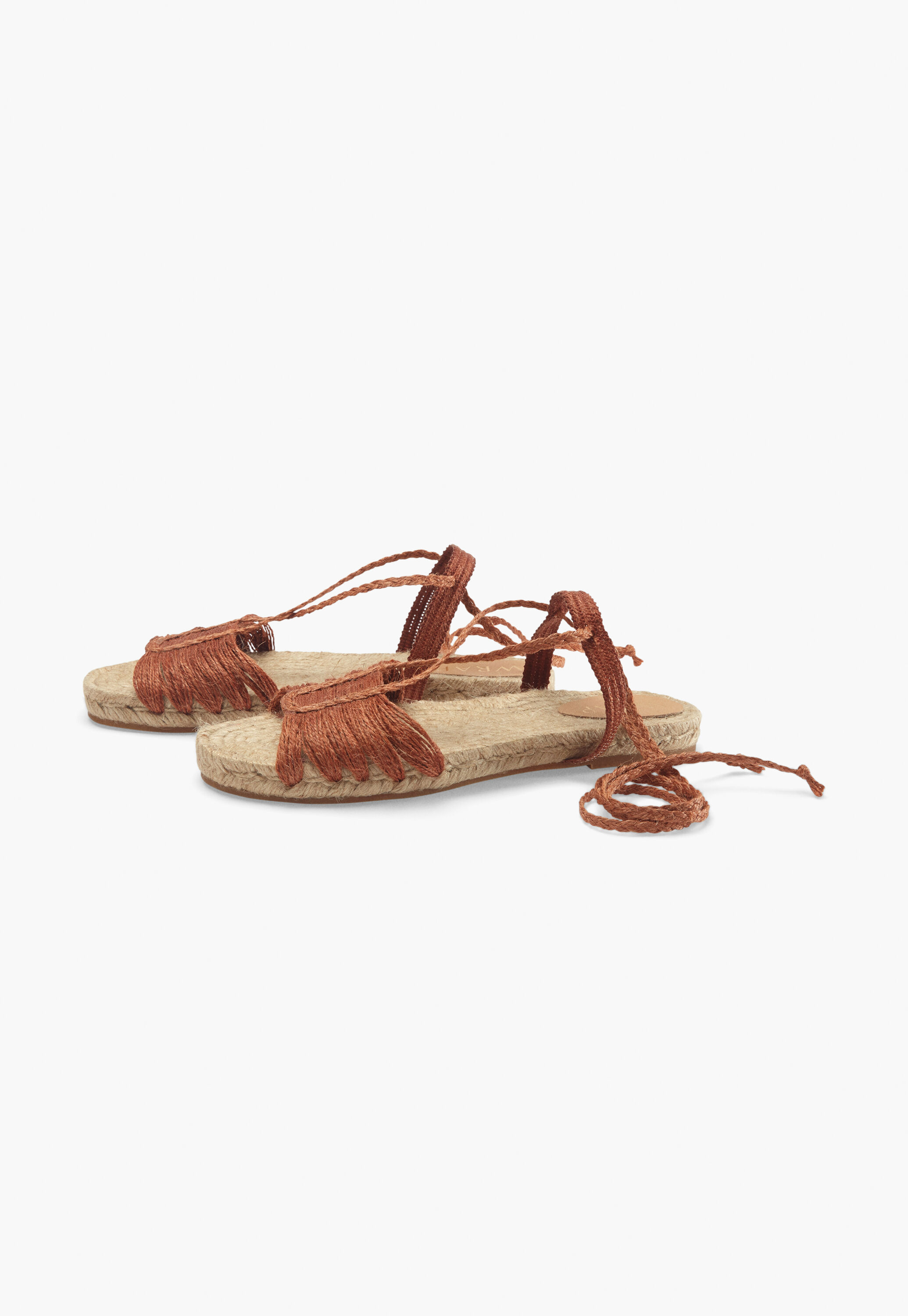 Lace-up raffia sandals